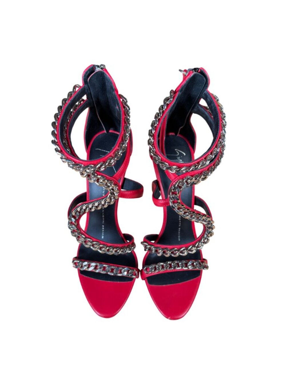 Giuseppe Zanotti Red Snake Chain Alien Stiletto High Heel Sandals Size 37 - Picture 5 of 10